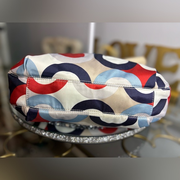 Coach 2013 Ashley Op Art Satin Multi Print Hobo Bag EUC - Picture 10 of 14